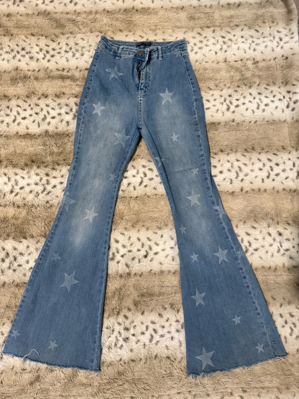 Three Bird Nest Star-Print Small Blue Flared Jeans